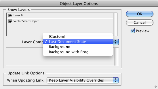 InDesign Object Layer Options Layer Comps